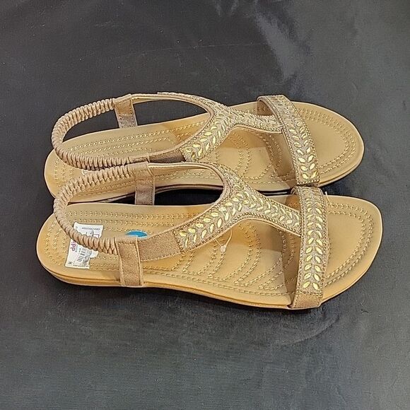 BRAND NEW ASHLEY BLUE  RHINESTONES EMBROIDERY ELASTIC BAND FISH MOUNT SANDAL - Picture 5 of 12